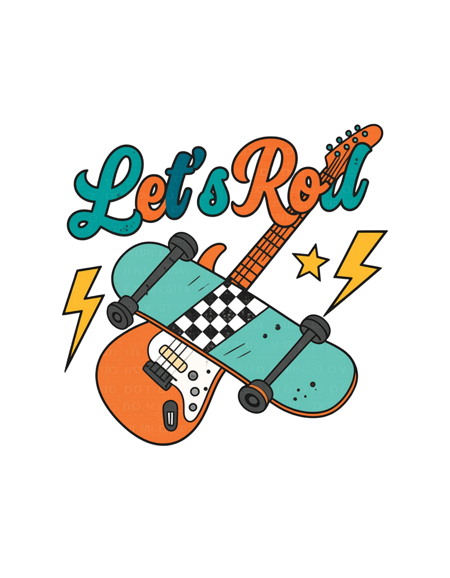 Let's Roll Skateboard Guitar Tee