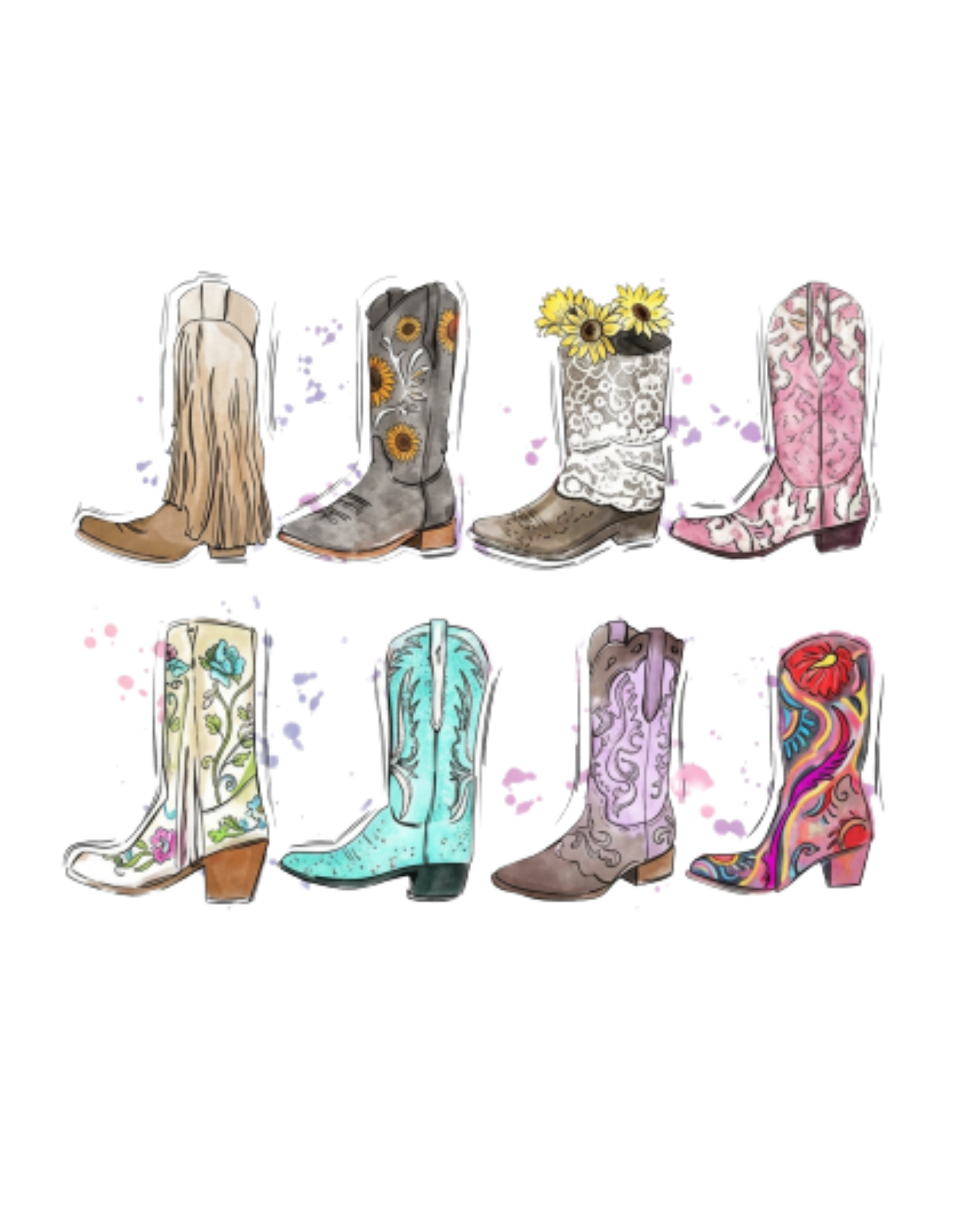 Girls Western Cowboy Boots Tee