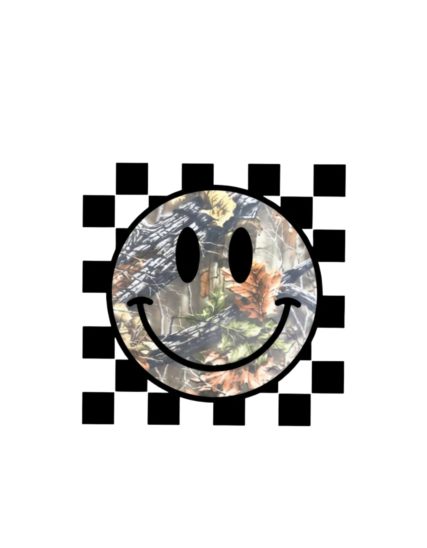 Checkered Camo Smiley Women's Crewneck Sweatshirt