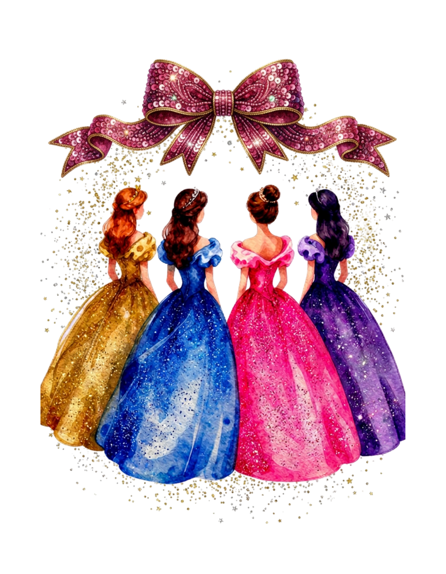 Girls Princess Glitter Bow Tee