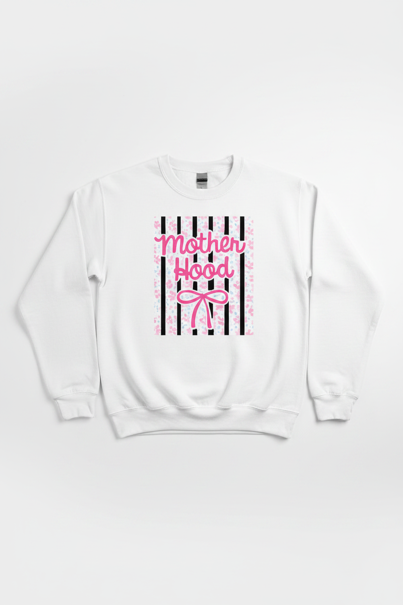 Women's white Mother Hood crewneck sweatshirt flat lay