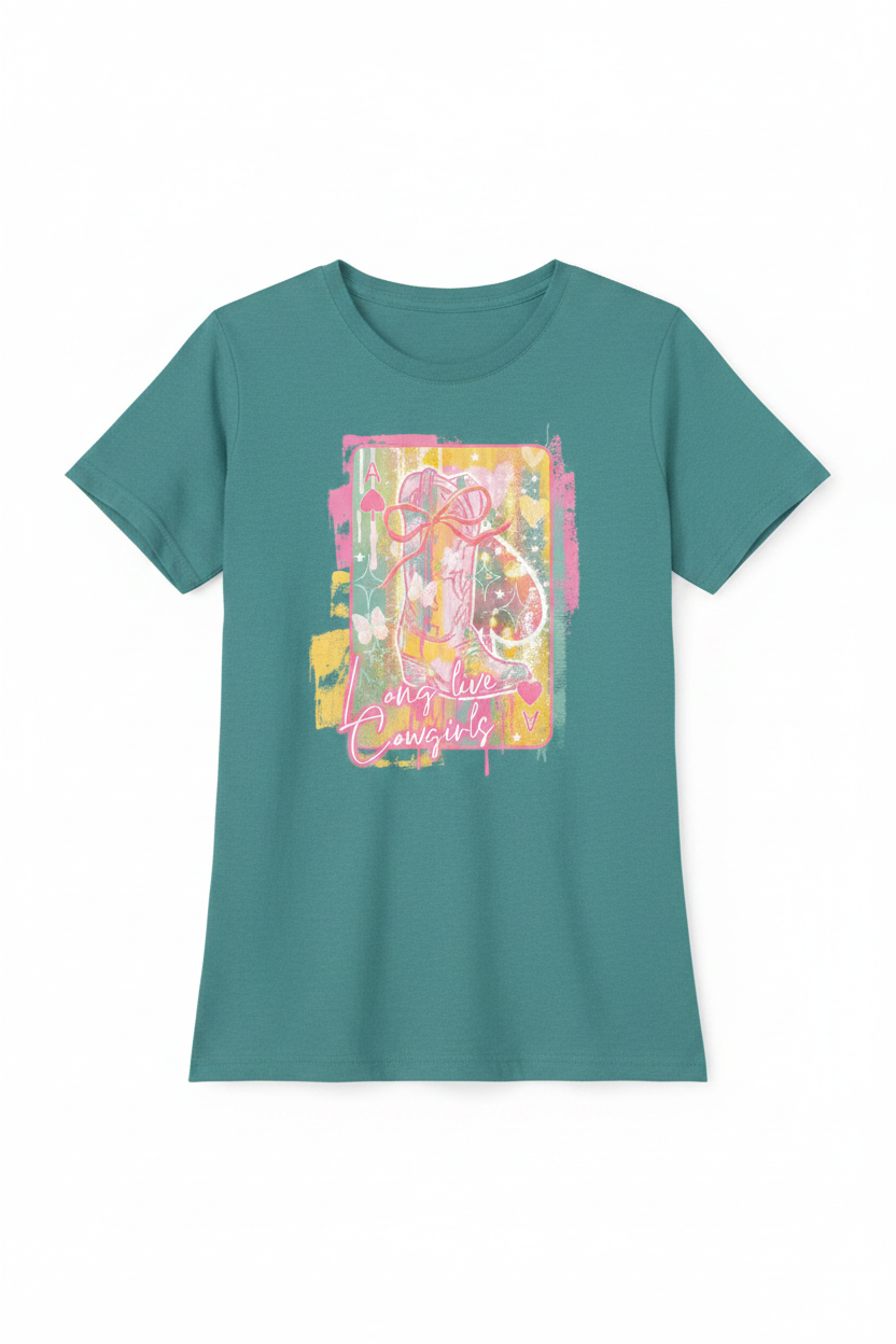 Long Live Cowgirls graphic tee - teal