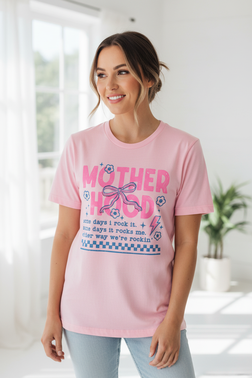 Motherhood tee mockup lifestyle photo