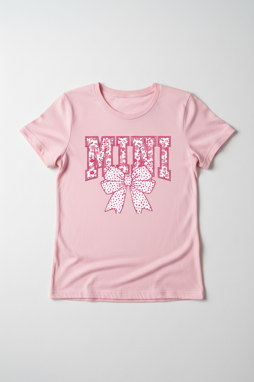 Mini light pink tee flat lay