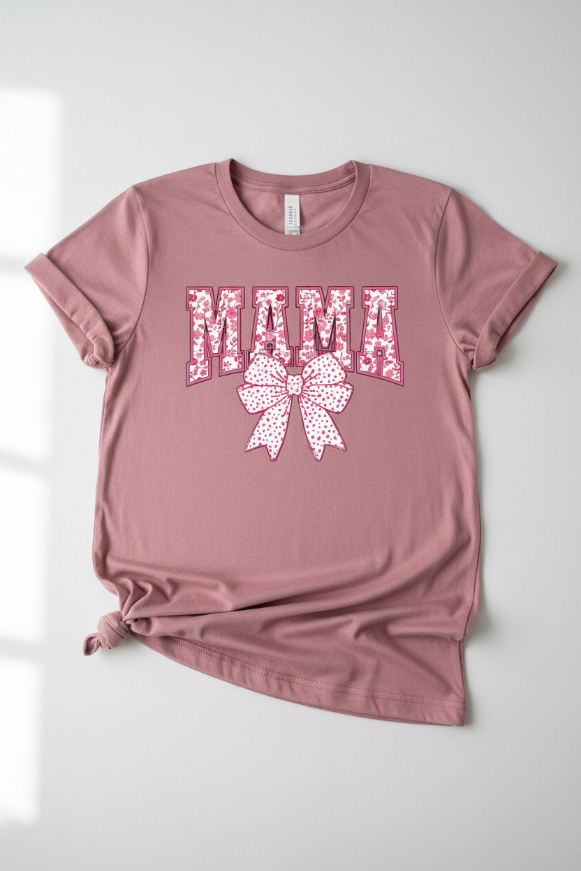 Mama dusty rose tee flat lay