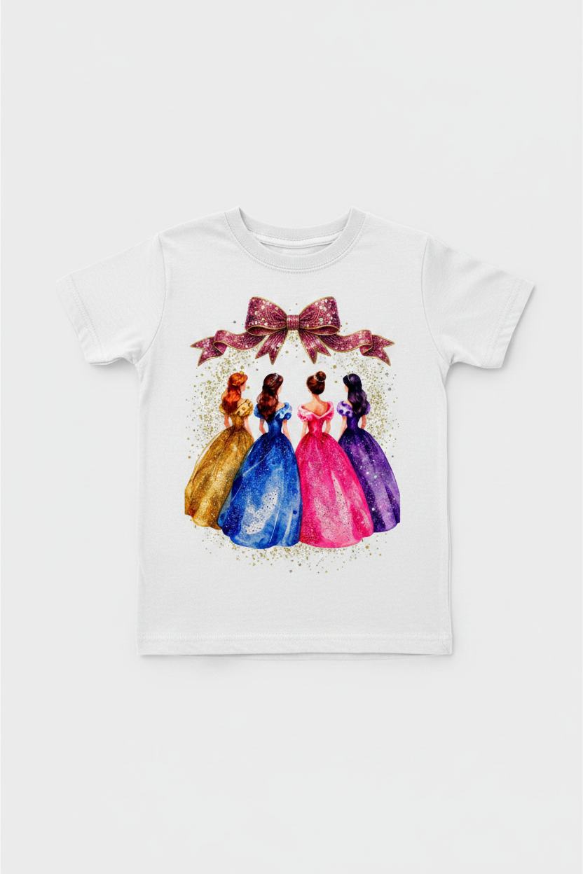 Youth white princess tee flat lay
