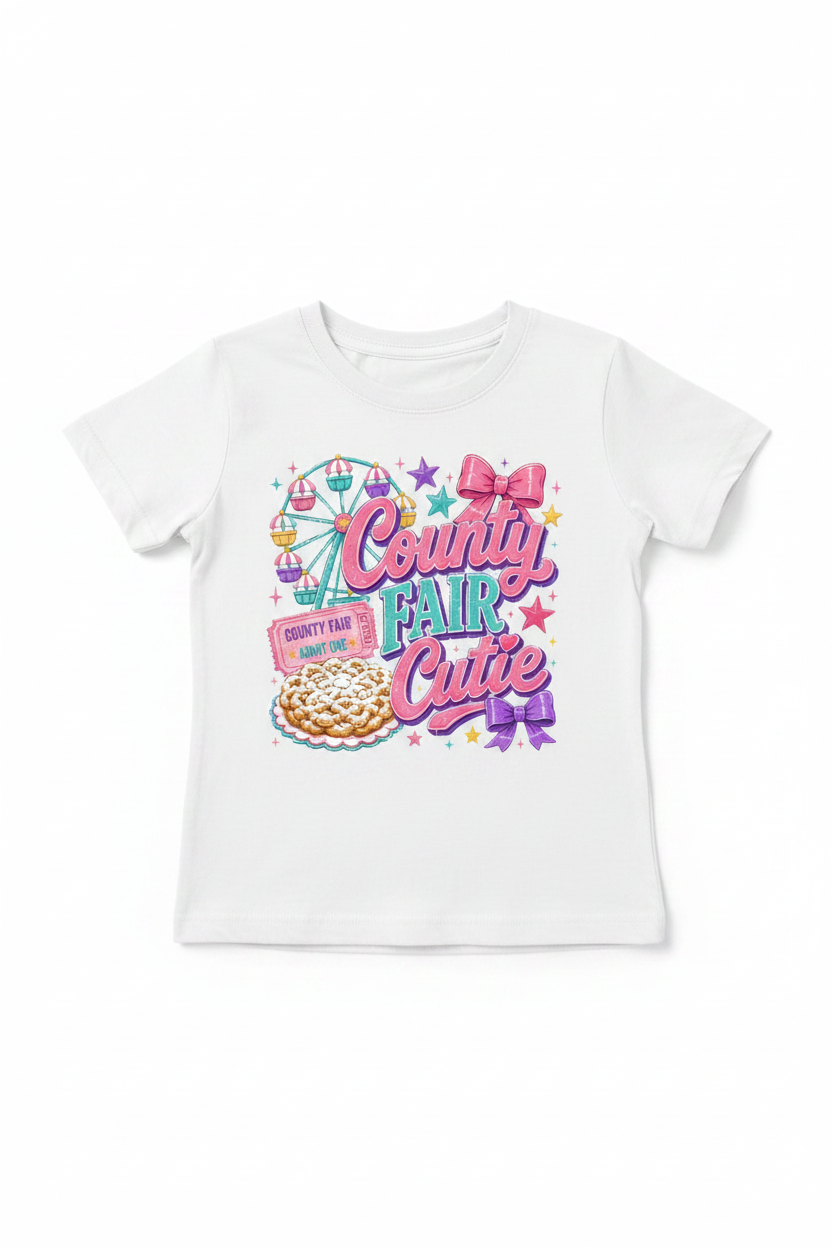 Youth white County Fair Cutie tee flat lay
