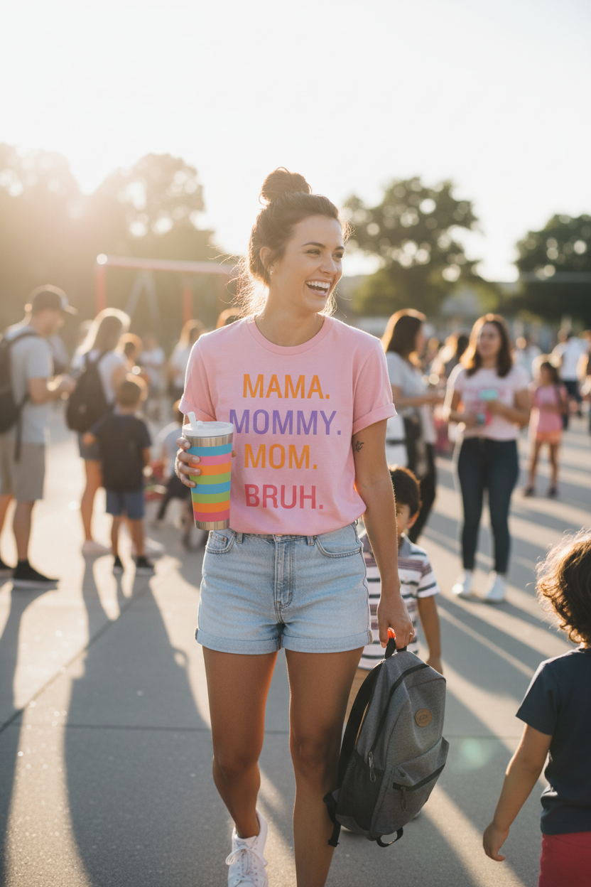 Mama Mommy Mom Bruh tee lifestyle - pink
