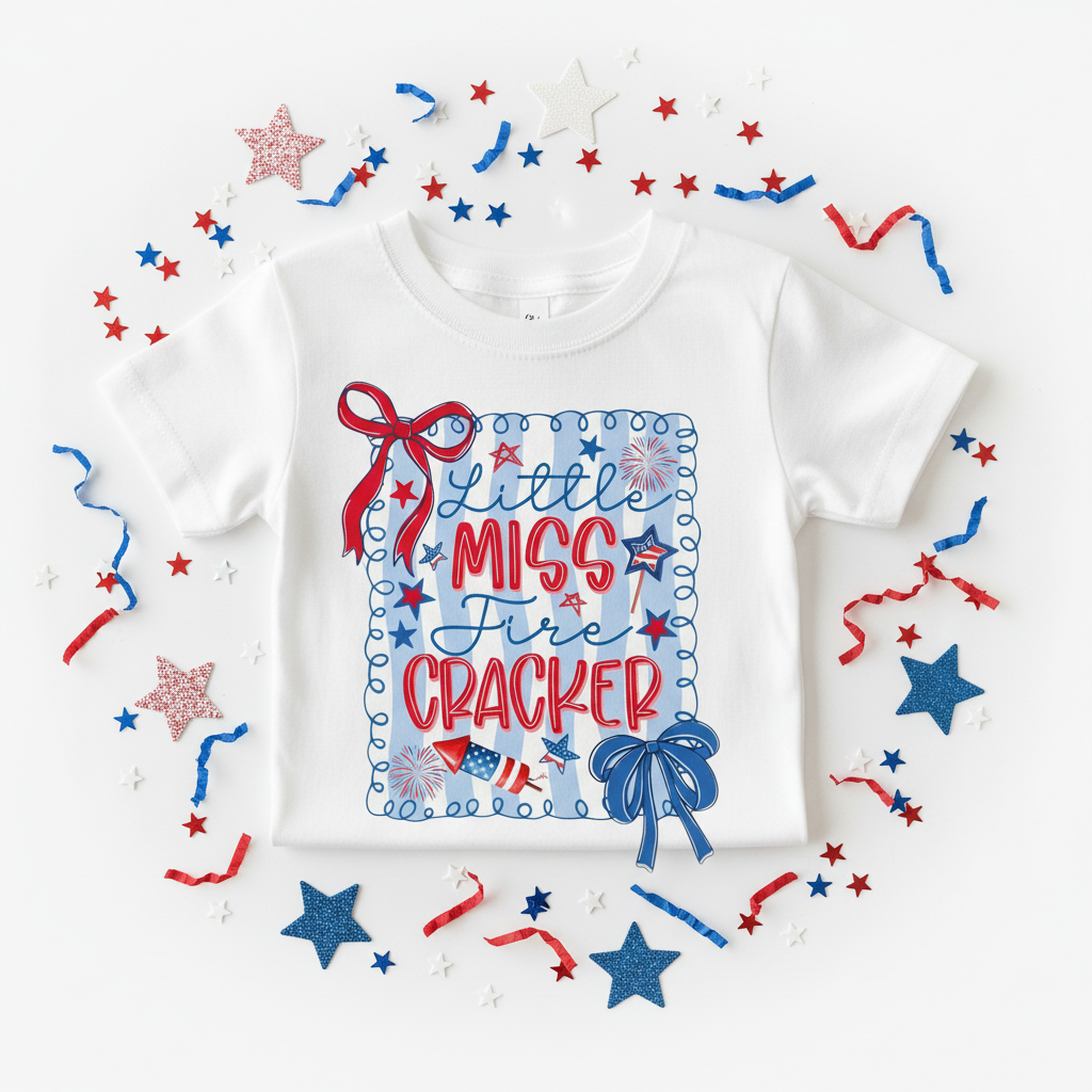 Rocket & Fireworks Kids Tee - Folded
