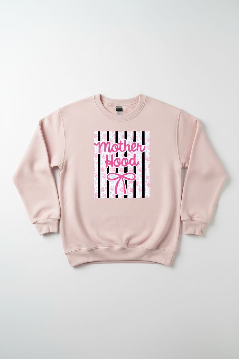 Women's blush pink Mother Hood crewneck sweatshirt flat lay