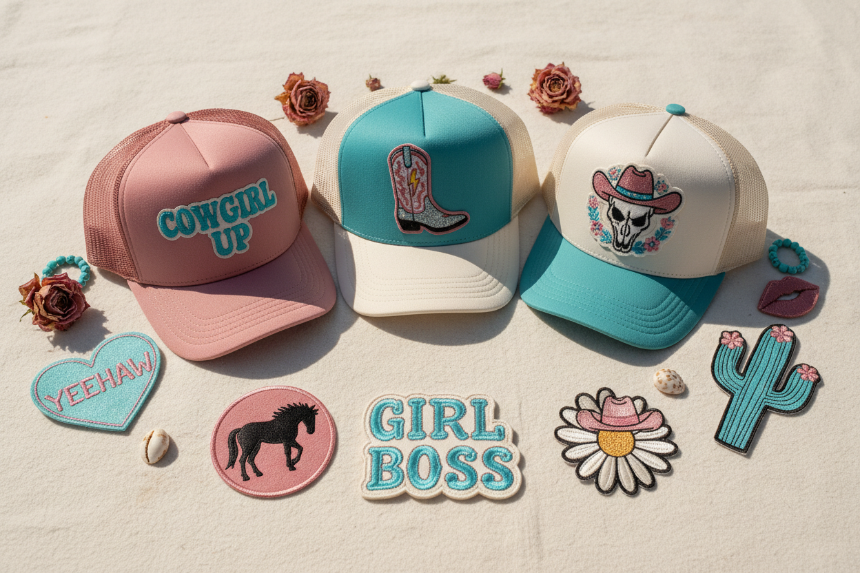 Darling Hat Bar - custom trucker hats with embroidered patches