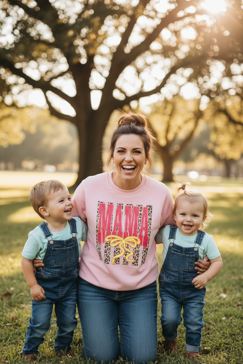 MAMA sweatshirt lifestyle - pink
