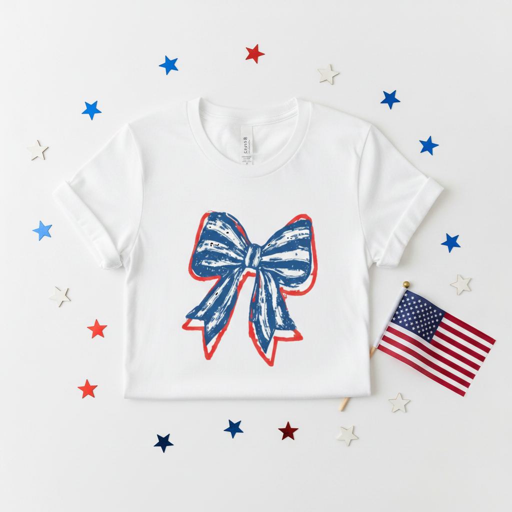 Patriotic Bow Tee - Folded Front