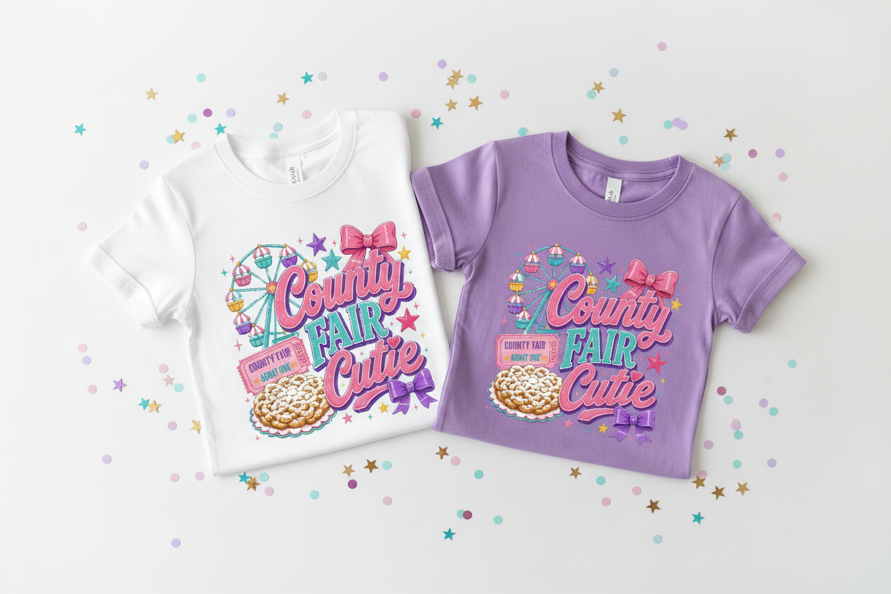 County Fair Cutie tees folded flat lay
