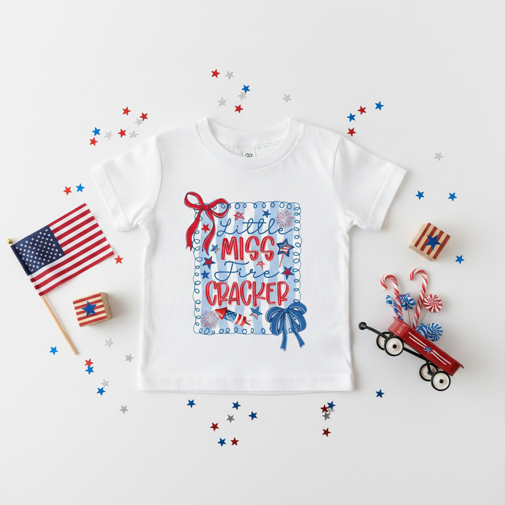 Little Miss Firecracker Kids Tee - Folded