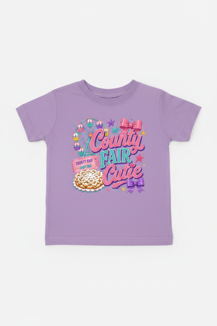 Toddler lavender County Fair Cutie tee flat lay