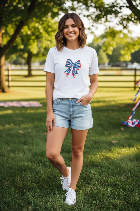 Patriotic Bow Tee - Front Lifestyle