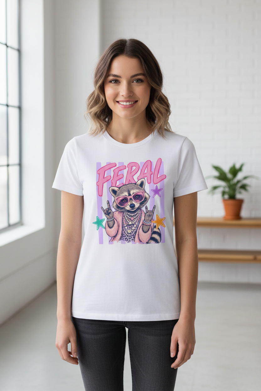 Feral tee worn on white shirt