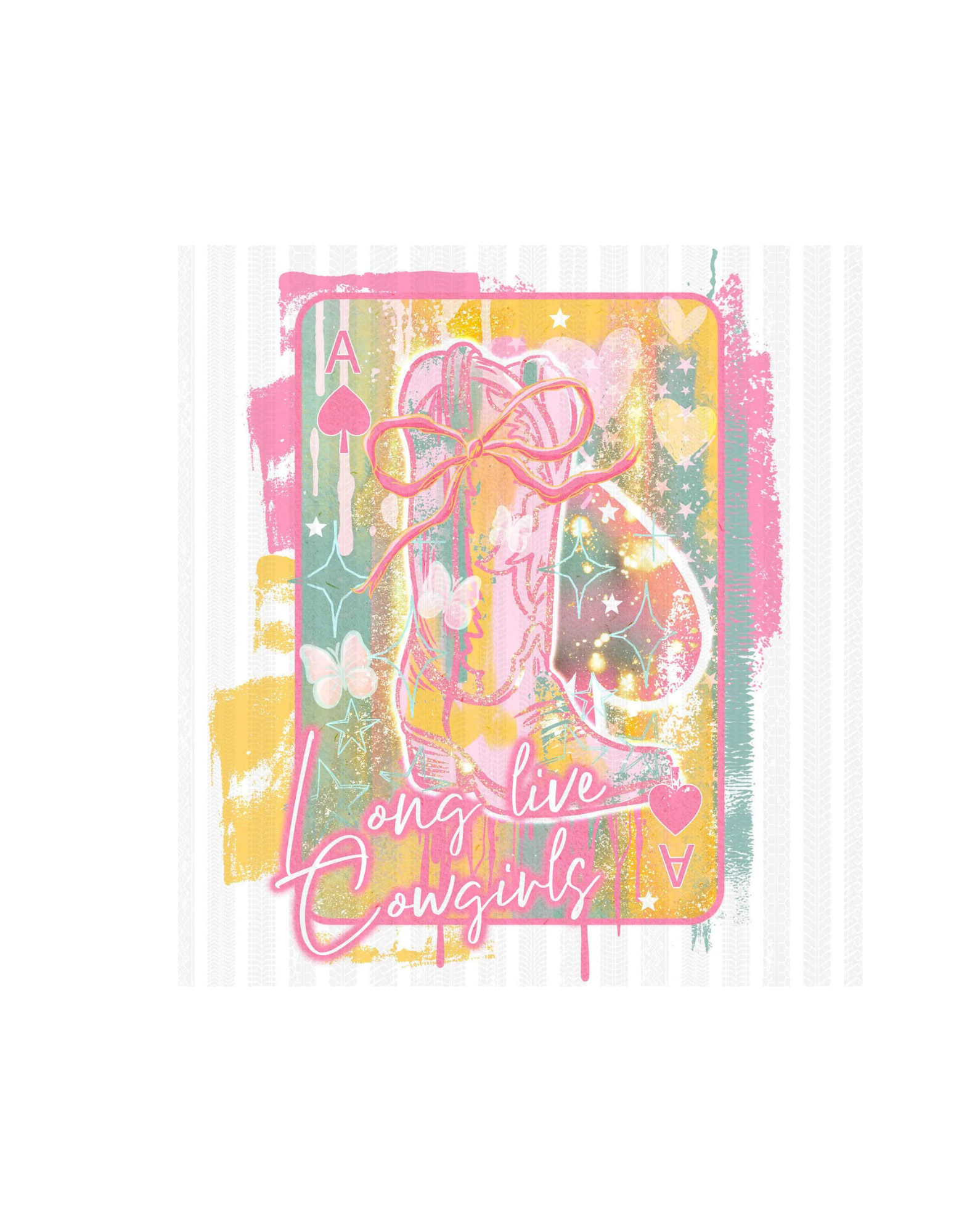 Long Live Cowgirls sweatshirt graphic - pink cowboy boot playing card design