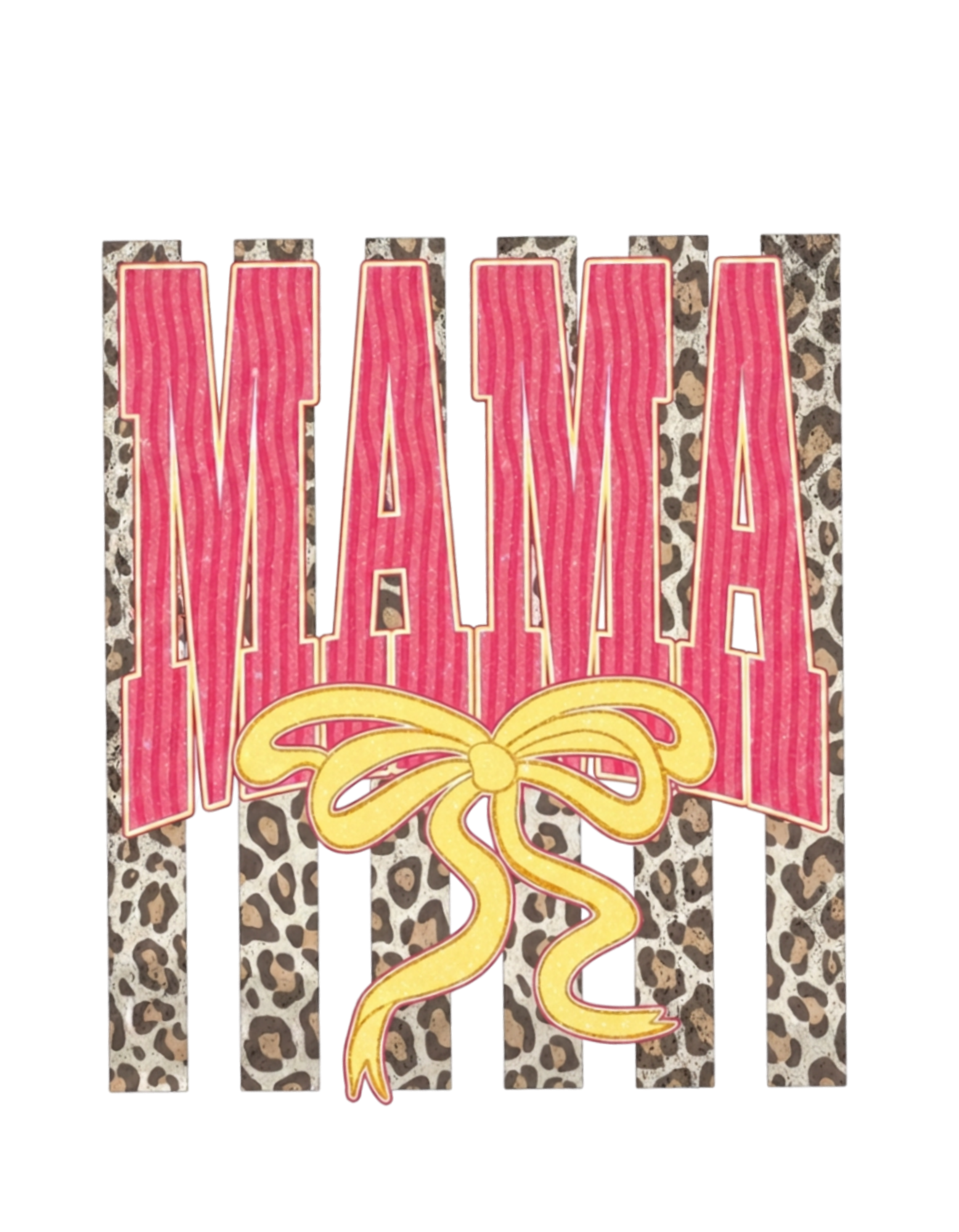MAMA sweatshirt design - leopard print letters with yellow bow